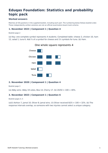 Eduqas GCSE Maths Foundation: Statistics and probability topic pack ...