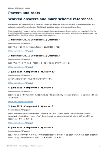 Eduqas GCSE Maths Higher: Powers and roots Exam Questions | 2020-2025 ...
