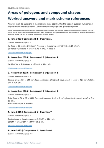 Eduqas GCSE Maths Higher: Areas of polygons and compound shapes Exam ...