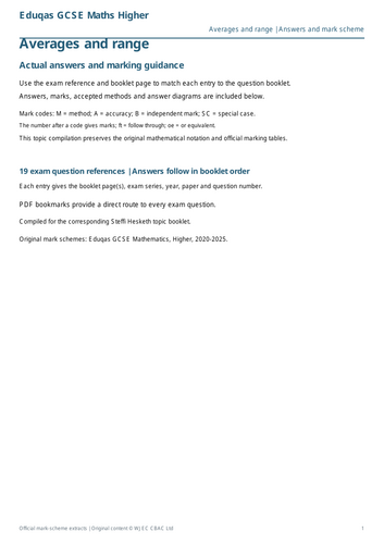 Eduqas GCSE Maths Higher: Averages and range Exam Questions | 2020-2025 ...