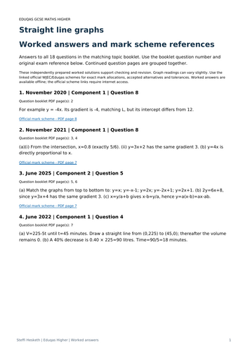 Eduqas GCSE Maths Higher: Straight line graphs Exam Questions | 2020 ...
