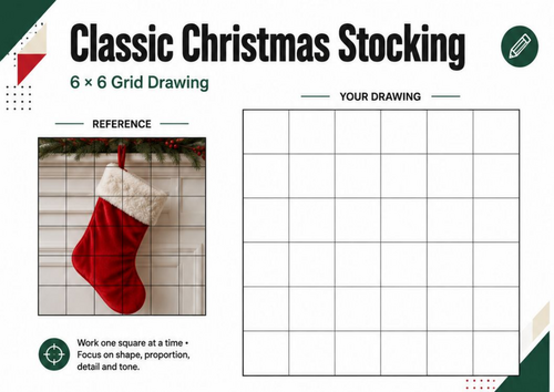 Christmas Stockings Grid Drawing Worksheets | 20 Festive Art Activities ...