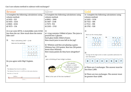 Y4 Maths addition and Subtraction worksheets | Teaching Resources