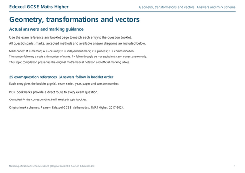 Edexcel GCSE Maths Higher: Geometry, transformations and vectors Exam ...