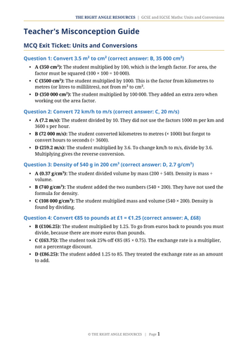 Units and Conversions GCSE 0580 and iGCSE Mathematics Complete Lesson ...