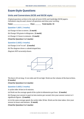 Units and Conversions GCSE 0580 and iGCSE Mathematics Complete Lesson ...