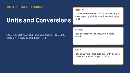 Units and Conversions GCSE 0580 and iGCSE Mathematics Complete Lesson ...