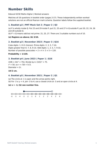 Edexcel GCSE Maths Higher: Number skills topic pack Exam Questions ...