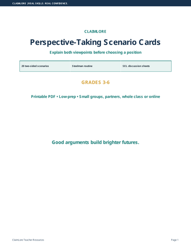 Perspective Taking Scenario Cards | SEL Discussion Activities