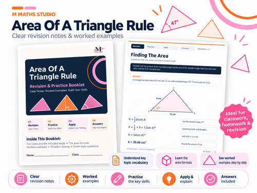 Area of a Triangle Rule | Revision Booklet | Teaching Resources