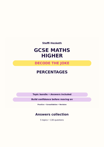 Percentages | GCSE Decode the Joke Bundle + Answers | Teaching Resources