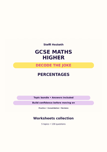 Percentages | GCSE Decode the Joke Bundle + Answers | Teaching Resources