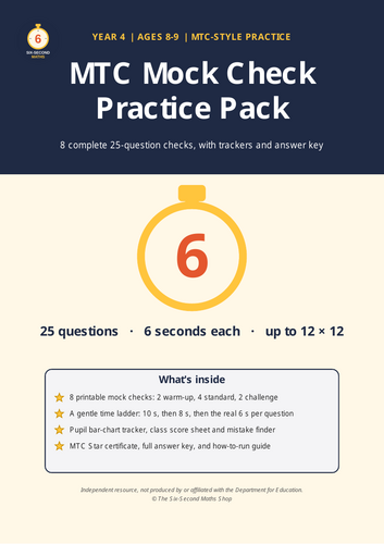 Year 4 MTC Mock Check Practice Tests | 8 Multiplication Tables Check ...