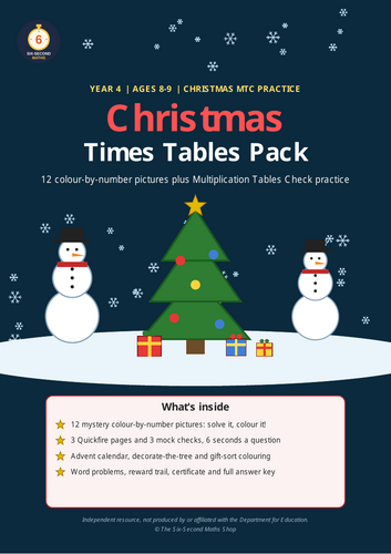 Christmas Times Tables Worksheets Year 4 | MTC Practice | 12 Colour by ...