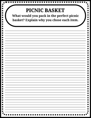 International Picnic Day Writing Prompts | 30 Printable Worksheets ...