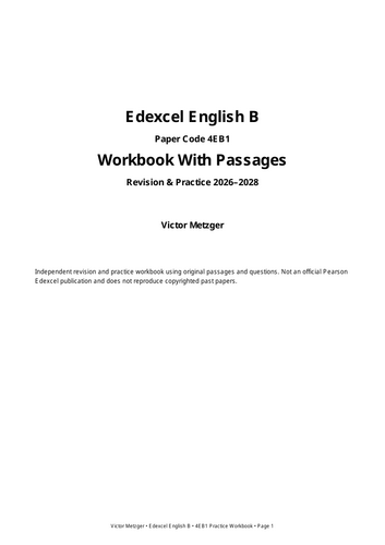 IGCSE English B Paper 1 Workbook 2026-2028 | Teaching Resources