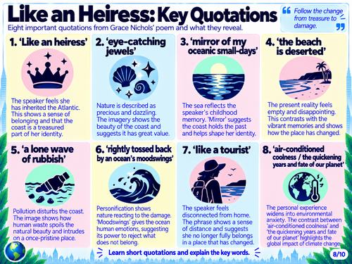 Like an Heiress by Grace Nichols | AQA GCSE English Literature | Worlds and Lives Revision Pack