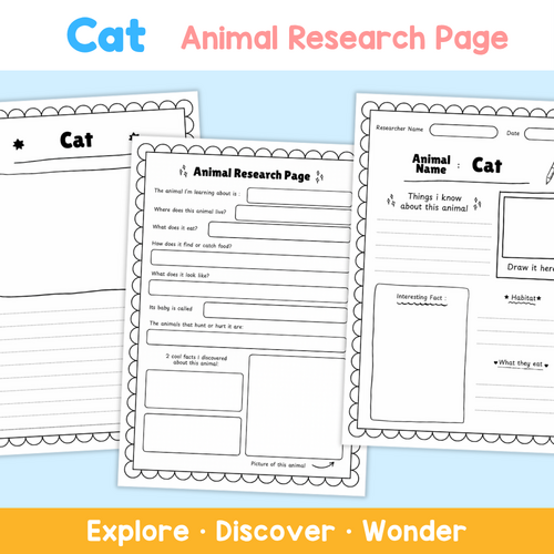 Cat Animal Research Project | Science Worksheets for Kids | Teaching ...