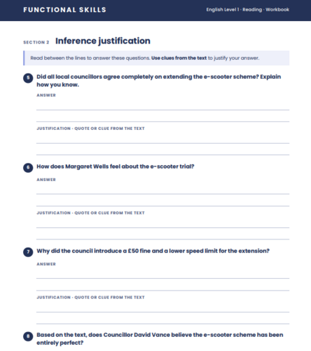 Functional Skills English Level 1 Reading: Evidence and Inference ...
