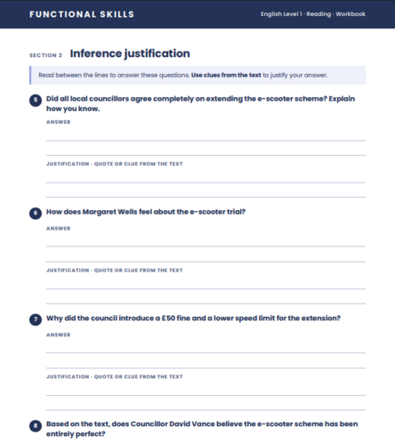 Functional Skills English Level 1 Reading: Evidence and Inference ...