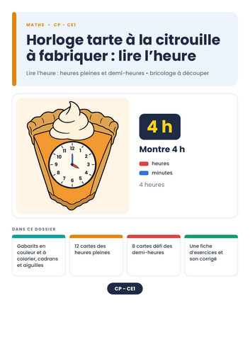 french-pumpkin-pie-clock-lire-l-heure-teaching-resources