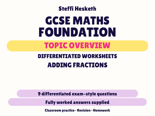 GCSE Foundation Adding Fractions | Topic Overview Differentiated ...