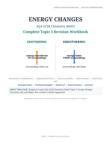 AQA GCSE Chemistry – Energy Changes Complete Revision Workbook