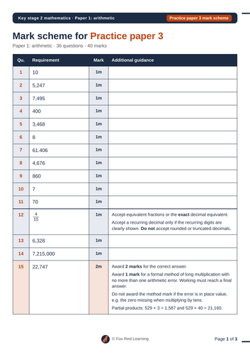 Year 6 SATs Arithmetic Practice Paper 3 | KS2 Maths Paper 1 Mock | With ...