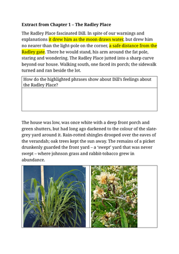English KS3 / KS4 Fiction To Kill a Mockingbird Chapter 1 Extract ...