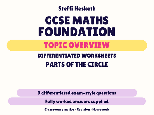 GCSE Foundation Parts of the Circle | Topic Overview Differentiated ...