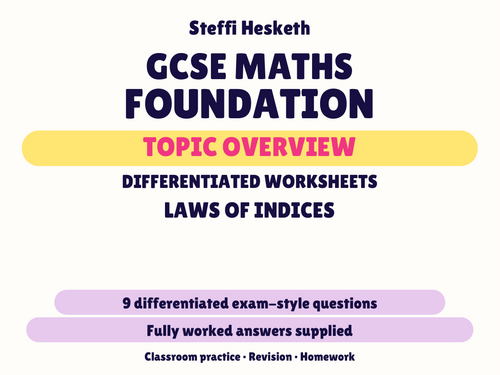GCSE Foundation Laws of Indices | Topic Overview Differentiated ...