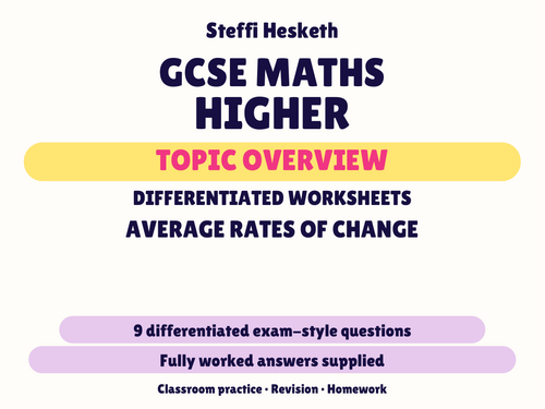 GCSE Higher Average Rates of Change | Topic Overview Differentiated ...