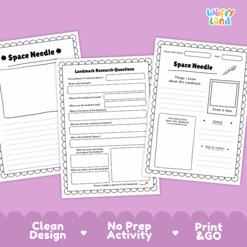 Space Needle Research Project | Famous Landmark Worksheets | Teaching ...