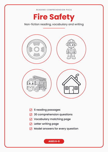 Fire Safety Reading Comprehension | 11 Sheets | Teaching Resources