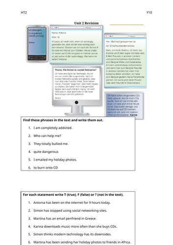 GCSE German - Media and Technology End of Unit Revision | Teaching ...