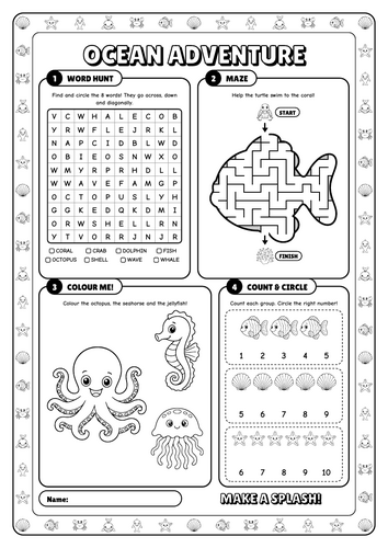 Ocean Activity Placemat Word Search | 2 pp | Teaching Resources
