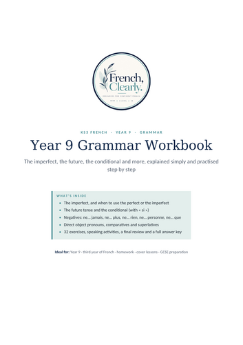 KS3 French Year 9 Grammar Workbook – Imperfect, Future, Conditional ...