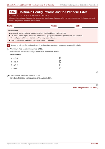 CC4c Electronic Config & Periodic Table | Edexcel GCSE Combined Science ...