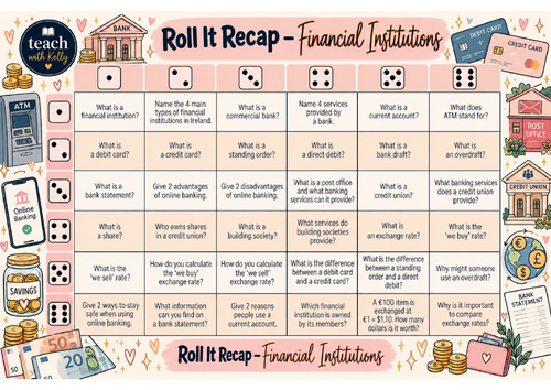 Roll it Recap - Financial Institutions - Business | Teaching Resources