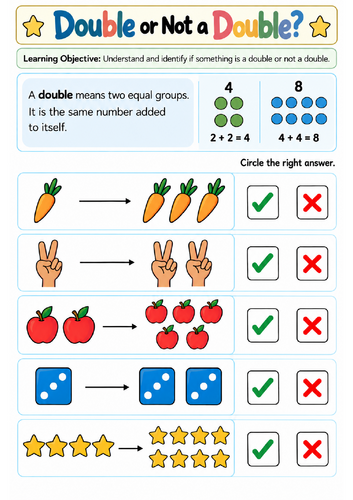 Double or Not a Double? | Early Maths Worksheet | Early Years & KS1 ...
