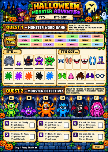 Halloween Monster Adventure – Free ESL Printable | Teaching Resources