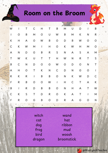 Room on the Broom Wordsearch | Teaching Resources