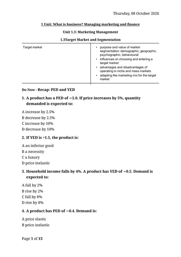 3.1.3 Target Market and Segmentation - AQA A Level (7138) | Teaching ...
