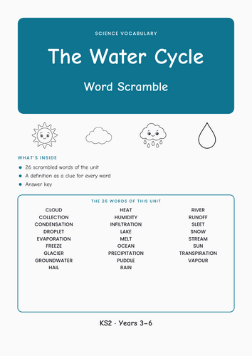 Water Cycle Word Scramble KS2 Science | 5 pp | Teaching Resources