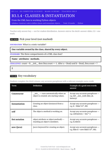 IB Computer Science 2027 – B3.1.4 Classes & Instantiation – Lesson ...