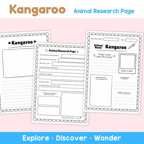 Kangaroo Animal Research Project | Science Worksheets for Kids ...