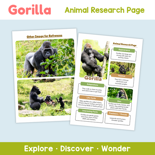 Gorilla Animal Research Project | Science Worksheets for Kids ...