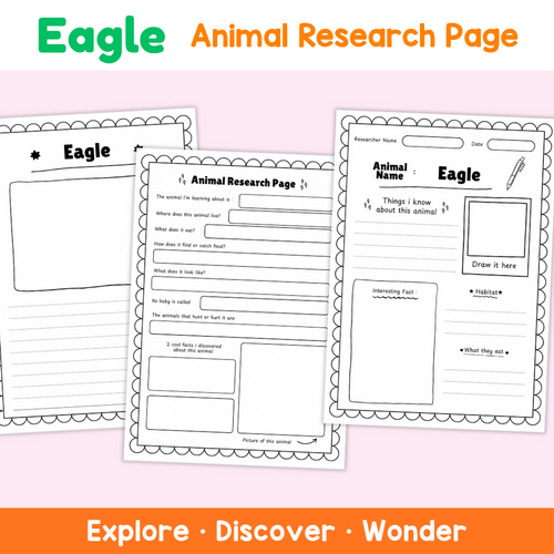Eagle Animal Research Page | Printable Science Worksheets | Teaching ...