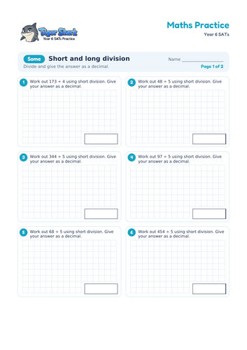 Short and Long Division Worksheets: Year 6 | Teaching Resources