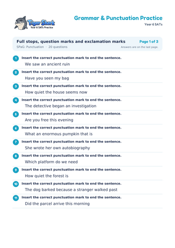 Full Stops, Question and Exclamation Marks | Teaching Resources